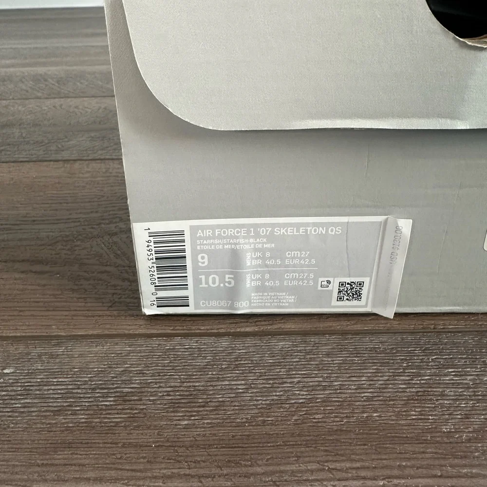 RARE Nike Af1 Skeletal Force One QS Orange Sz 9 Mens Halloween Limited Edition - Picture 10 of 10